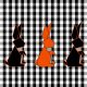 Tapis chambre enfant origami lapin orange et noir