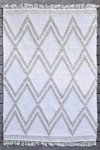 tapis d'intérieur losanges beige et blanc