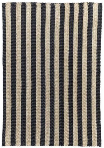 grand tapis d'intérieur en coco rayé noir et beige