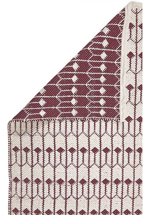 tapis d'intérieur rouge et blanc à motifs tulipe géométrique