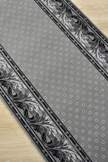 tapis déstockage gris avec fleurettes et bordure florale