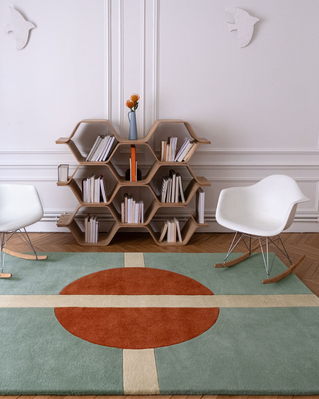 Tapis de salon Sasha sur mesure en laine, création Camille Techer