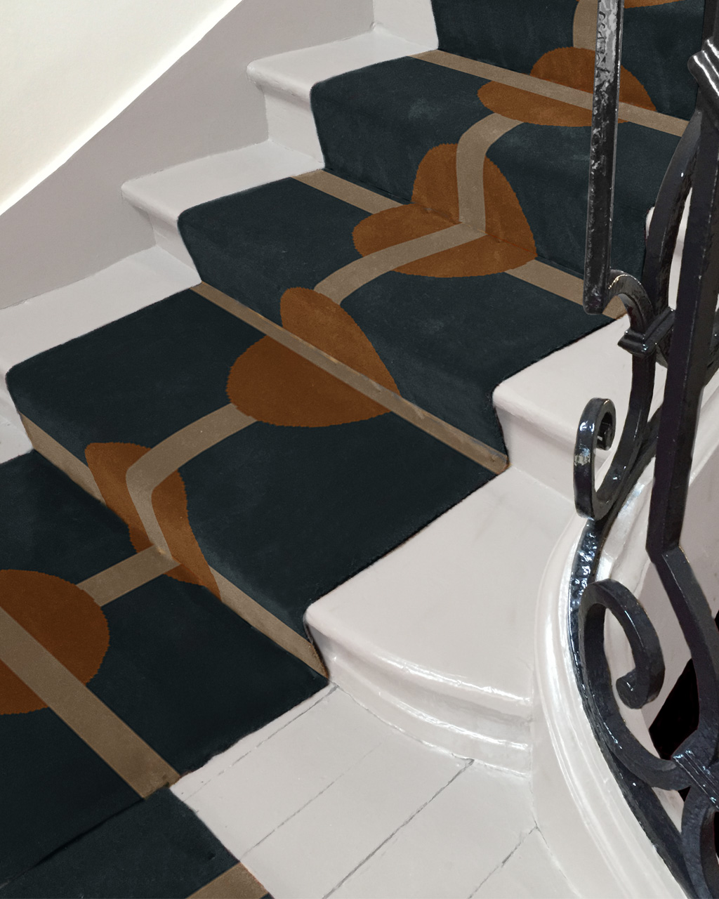 Tapis d’escalier Sasha, motif graphique par Camille Techer