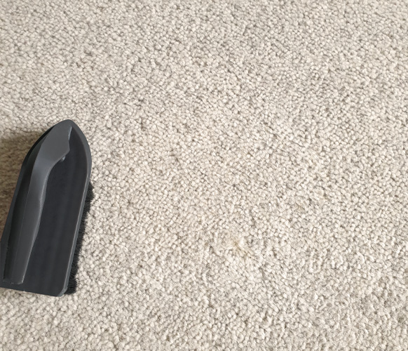 Entretien à la brosse d'un tapis en coton